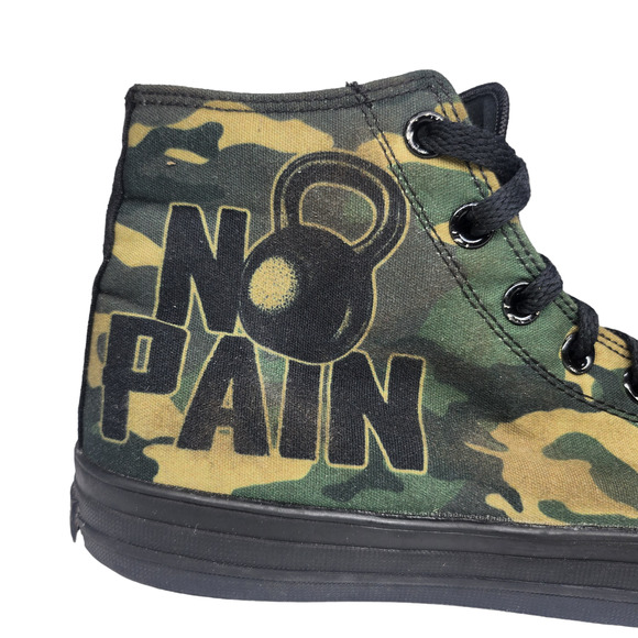 Green Black Camouflage Sneakers Mens 8.5 High Tops Raad No Pain No Gain Workout main image 12